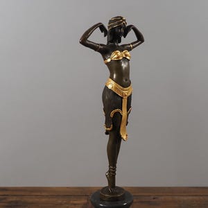 Luxury Gold Costume Dancer - Exquisite Art Deco Chiparus-Style Figurine, Elegant Dance Sculpture for Home Decor, Timeless Art Deco Elegance