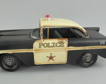 Modèle de voiture de police en fer vintage : jouet de collection antique - cadeau unique de souvenirs des forces de l&#39;ordre