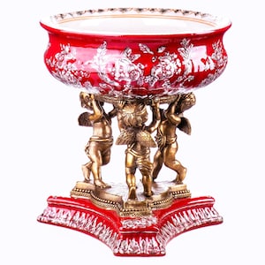 Elegant Angel Porcelain with Bronze Bowl - Timeless Beauty for Your Home