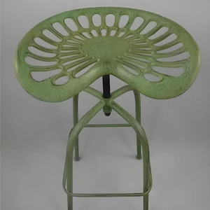 Rustic Green Iron Bar Stool – Industrial Charm for Any Space