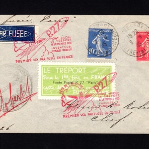 Busta postale francese Rocket del 1935: rara busta da collezione per l'aviazione con francobolli - 2C1