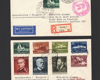 Ville libre de Dantzig 1935 Poste aérienne allemande - Europe Amérique du Sud Timbres postaux
