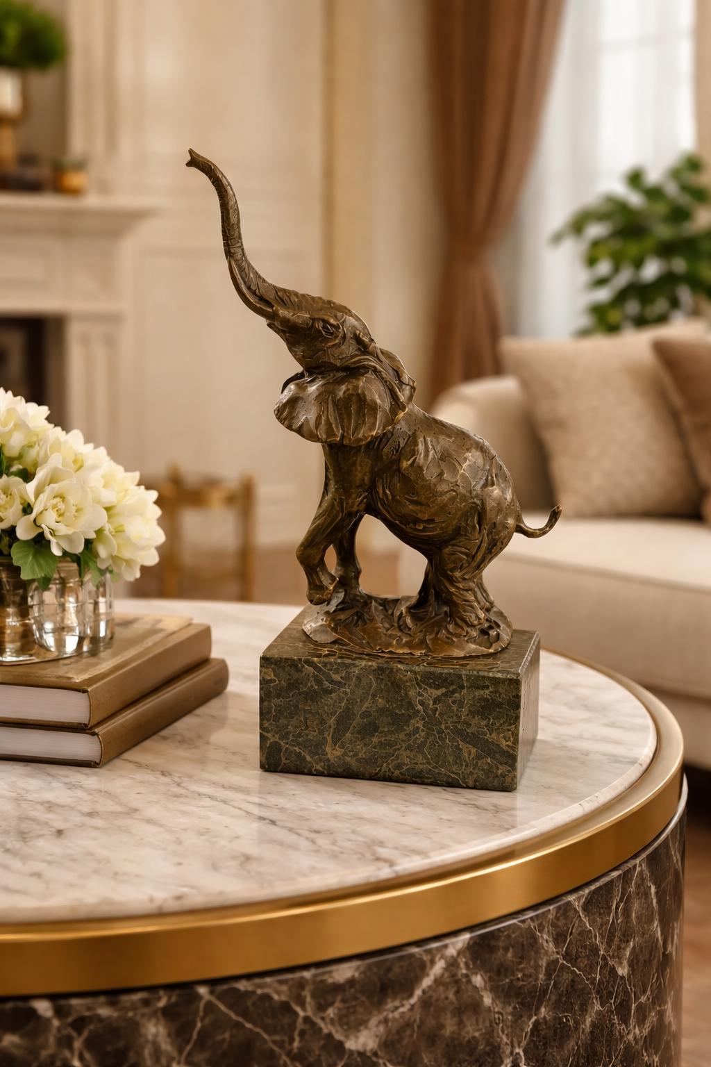 優雅なブロンズ象の彫刻 – 強さ、知恵、幸運の象徴 - Etsy 日本