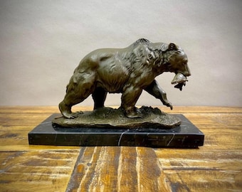 Majestic Bronze Bear Sculpture - Graceful Strength for Your Space - A Perfect Fusion of Art and Nature The perfect gift