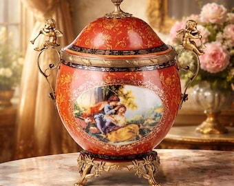 Vintage Elegant Porcelain & Bronze Angel Box – Timeless Luxury with Romantic Charm