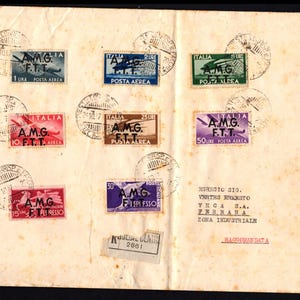 Auténtico sobre italiano de 1947 con A.M.G. - F.T.T. Sellos: un raro coleccionable postal histórico, sellos postales italianos
