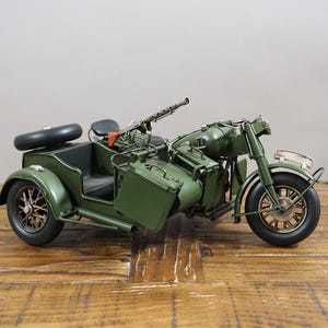 Military Motorcycle with Sidecar Tin Model, great gift idea
