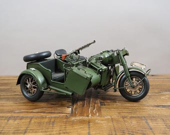Moto militaire avec side-car modèle en étain, excellente idée cadeau