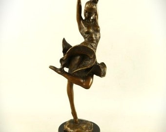 Sensual Bronze Dancer Sculpture - Captivating Elegance for Your Home Décor