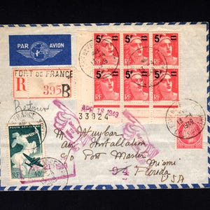 French Airmail Envelope to the USA from 1949 with "Return to Writer" Marking – Unique Collectible with French Postage Stamps