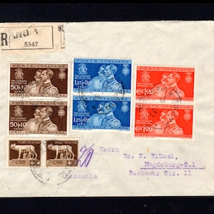Colección de sellos italianos - Sobre certificado italiano con sellos de Umberto - Envío a Alemania
