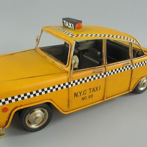 Vintage Yellow Cast Iron Taxi Car - Classic Elegance in Antique Style, great gift