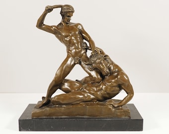 Majestic Bronze Sculpture “Theseus and the Minotaur” – Mythological Masterpiece