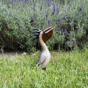 Elegante figura de pelícano de cristal de Murano