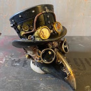 Gothic Steampunk Plague Doctor Resin Sculpture: Victorian Era-inspired Collectible Desk Decor