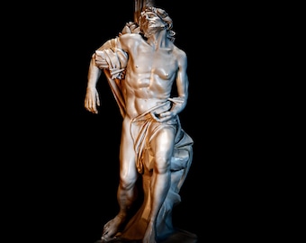 Replica esatta di San Sebastiano. Scultura del Bernini. Arte 3D dipinta a mano. Marmo bronzo.