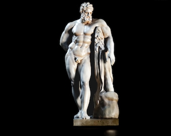Ercole Farnese. Replica esatta dipinta a mano. Stampata in 3D con finitura effetto marmo o bronzo.