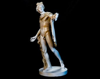 Apolo Belvedere. Escultura de Deus Grego. Impressão 3D pintada à mão. Mármore ou Bronze.