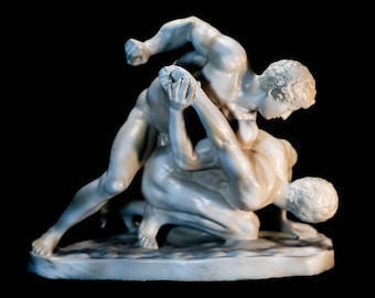 Wrestlers Sculpture. Exact hand-painted replica. Marble or bronze.