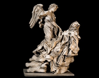 L'Estasi di Santa Teresa. Scultura di Bernini. Opera tridimensionale dipinta a mano. Marmo o bronzo.