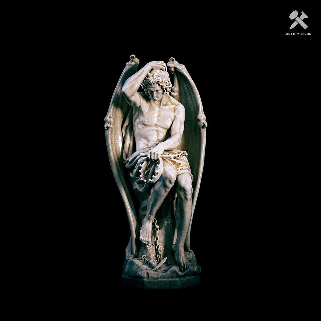 Evil Genius. Lucifer Figurine. Altar Decoration. Hand-painted