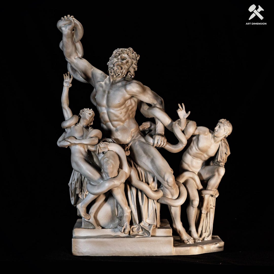 Laocoön and His Sons. Hand-painted Sculpture. High-resolution 3D