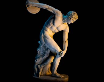Discobolus of Myron. Nude Athlete With Discus. Hand-painted 3D