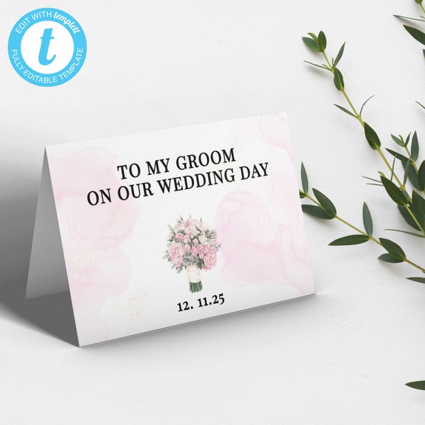 Folded Wedding Note Template | Editable Digital Wedding Note | Personalized Thank You Card | Instant Download
