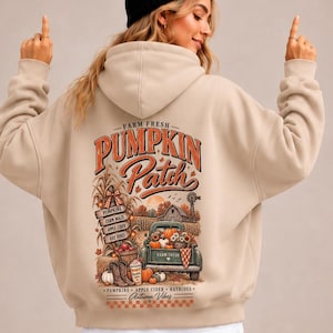 Pumpkin Patch Hoodie Damen, Herbst Hoodie, Kürbis Hoodie, Autumn Sweatshirt, Halloween Pullover, Vintage Herbst Design, Cozy Fall Gift