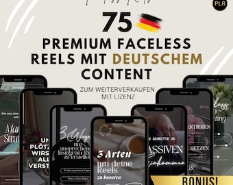 75 Premium Faceless Reels Deutsch | Content für Instagram Reels | Social Media Vorlagen | Viral Reels Set | PLR MRR | Canva
