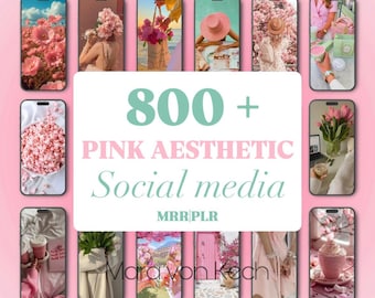 800+ Pink Aesthetic Faceless Reels & Social Media Content Pack | PLR MRR | Instagram Reels Bundle | Pink Stock Photos Videos
