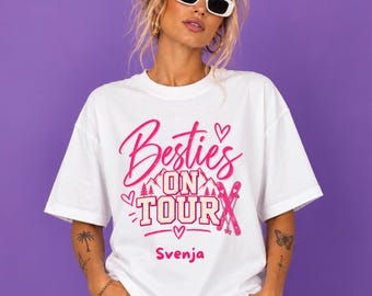 Besties On Tour Personalized Shirt, Best Friend Shirt With Name, Girls Trip Shirt, Bestie T-Shirt, Friendship Gift, Vacation Shirt