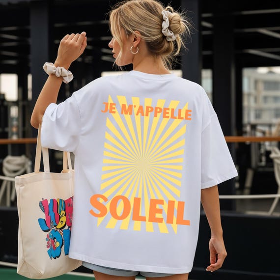 Je m’appelle Soleil Shirt Damen, Französisches T-Shirt Sonne, Sommer Tee, Geschenk für Frauen, Vintage Graphic Tee Oberteil Lustig Retro Fun