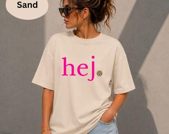 hej. Neon Pink Leopard Dot Shirt – Oversized Scandinavian Tee for Women, Trendy Minimalist Graphic Shirt, Cute Gift for Friends & Sisters