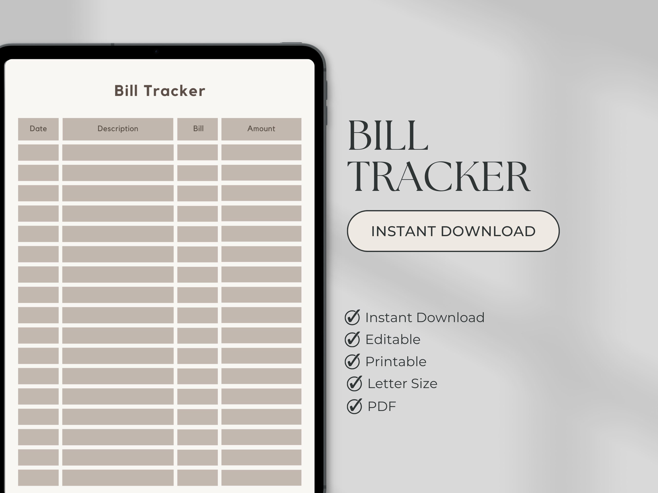 Editable Bill Payment Tracker Printable Bill Payment Checklist bill ...