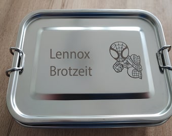 Brotdose mit Trennfach/ Lunchbox Edelstahl personalisiert / Name