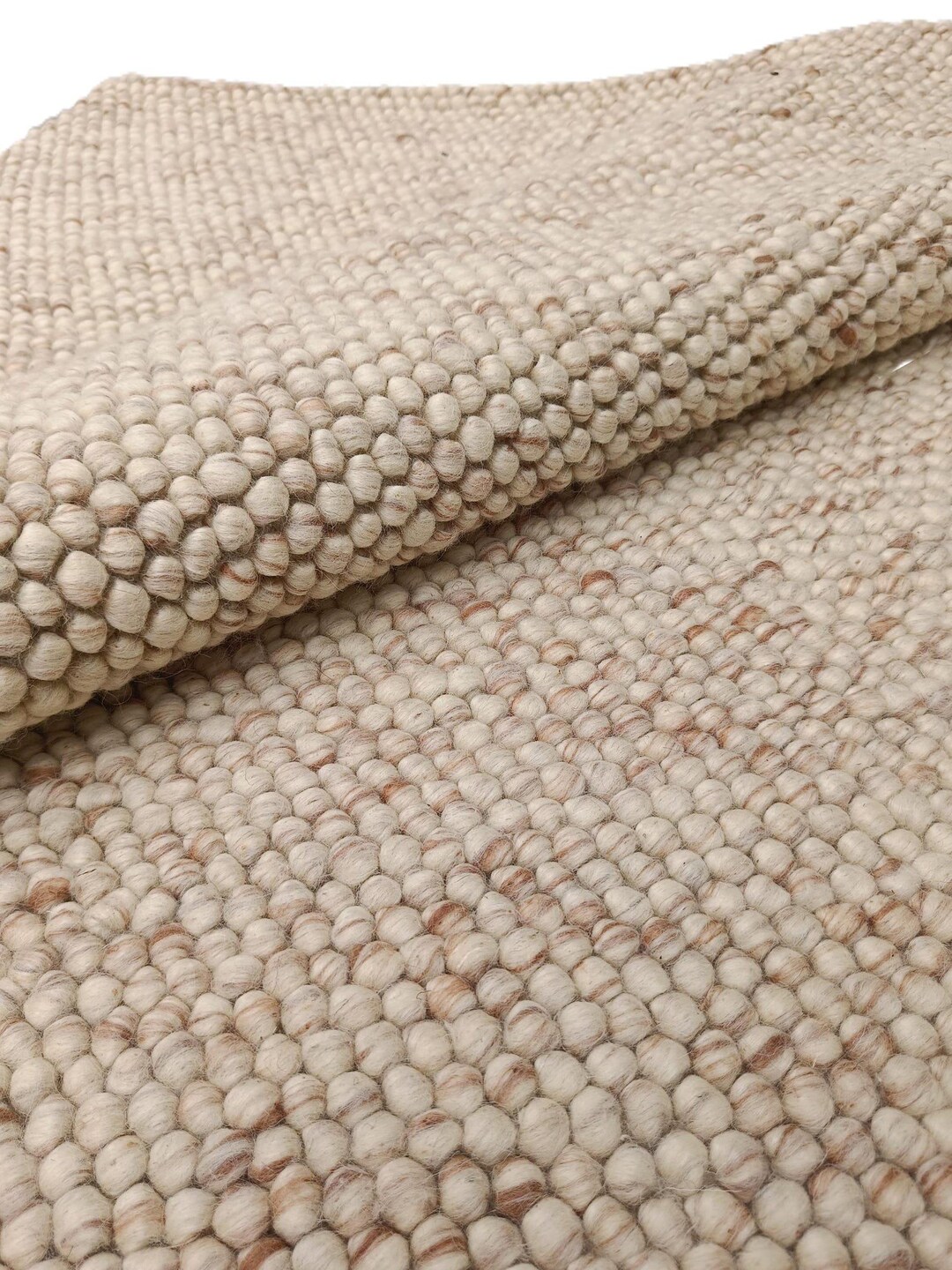Ivory Bobble Rug Chunky Wool Area Rug - Modern Popcorn Bubble Textured Carpet, Custom ...