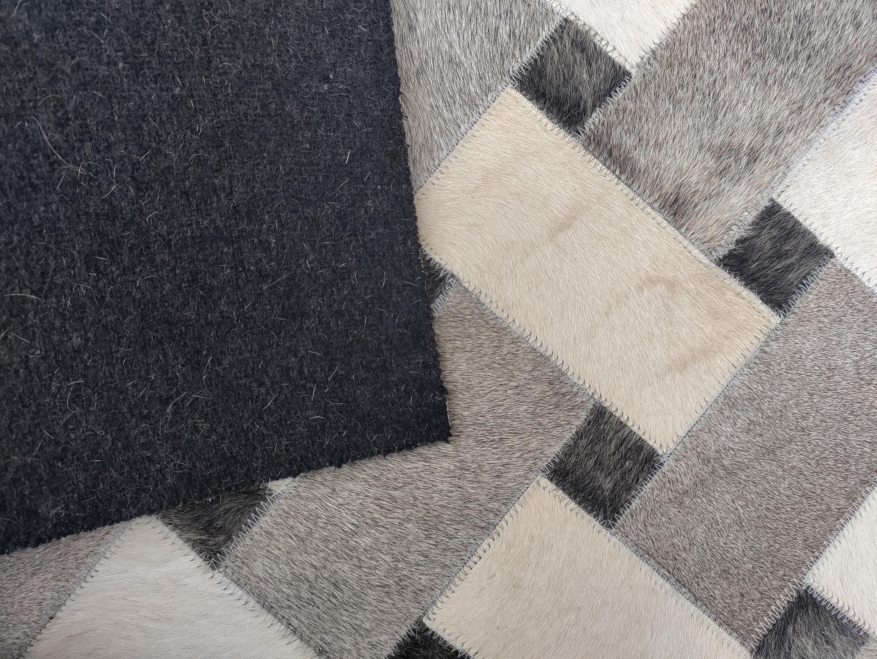 Handmade Leather Mosaic Area Rug – Luxurious Multicolor Patchwork ...