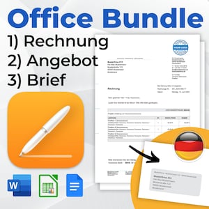 Paquete de Office: Rechnung, Angebot, Brief 3 x Office-Vorlagen für Numbers und Word auf deutsch für Couverts mit Sichtfenster nach DIN 5008-B