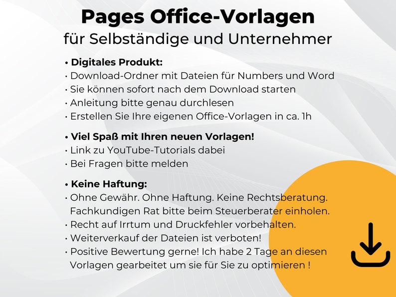 Pages Office Vorlagen, Rechnung Angebot, Brief für Selbständige und Unternehmer