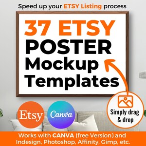 Etsy Poster Mockup Templates - 37 Canva Layouts (Digital Download)
