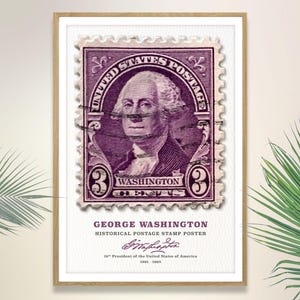 Briefmarken Poster Präsident George Washington - dekoratives historisches Poster für Ihr Zuhause oder Ihr Büro / digitales Produkt