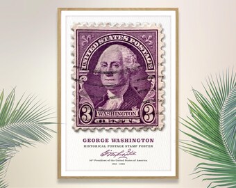 George Washington Stamp Poster – Historical Wall Art (Digital)
