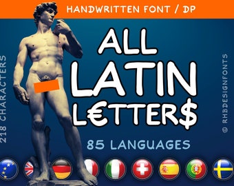 OTF-Font: „All Latin Letters" with 218 Glyphs for 85 Languages
