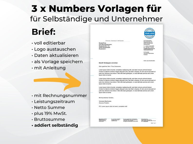 Invoice, offer, letter, business letter, numbers, word, office, business, entrepreneur, self-employed, freelancer, invoice template, letter template, template for an offer,