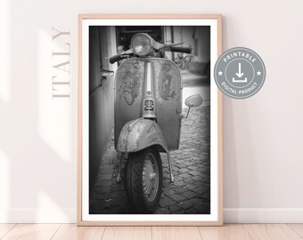 Poster Vespa schwarz weiß wallart Italien Druck fotografiert von RHBDESIGNFONTS