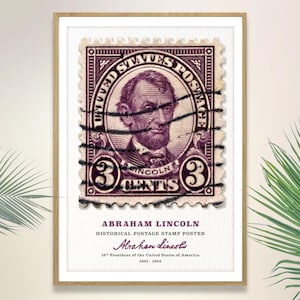 Briefmarken Poster Präsident Abraham Lincoln - dekoratives historisches Poster für Ihr Zuhause oder Ihr Büro / digitales Produkt