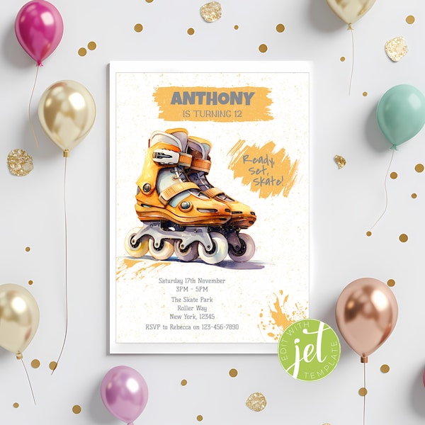 Rollerblade Party Invitations - Etsy
