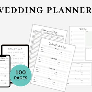 100 Page Canva Wedding Planner Template Bundle, Wedding Checklist, Engagement Party Binder, Wedding Itinerary, Wedding Day Binder