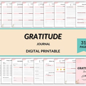 Digital Gratitude Journal | Anxiety Journal Digital, Gratitude journaling prompts Printable, Mindfulness, Wellness and Manifestation Planner